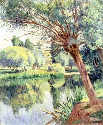 Prästgården och pilen på flodstranden av Maximilien Luce