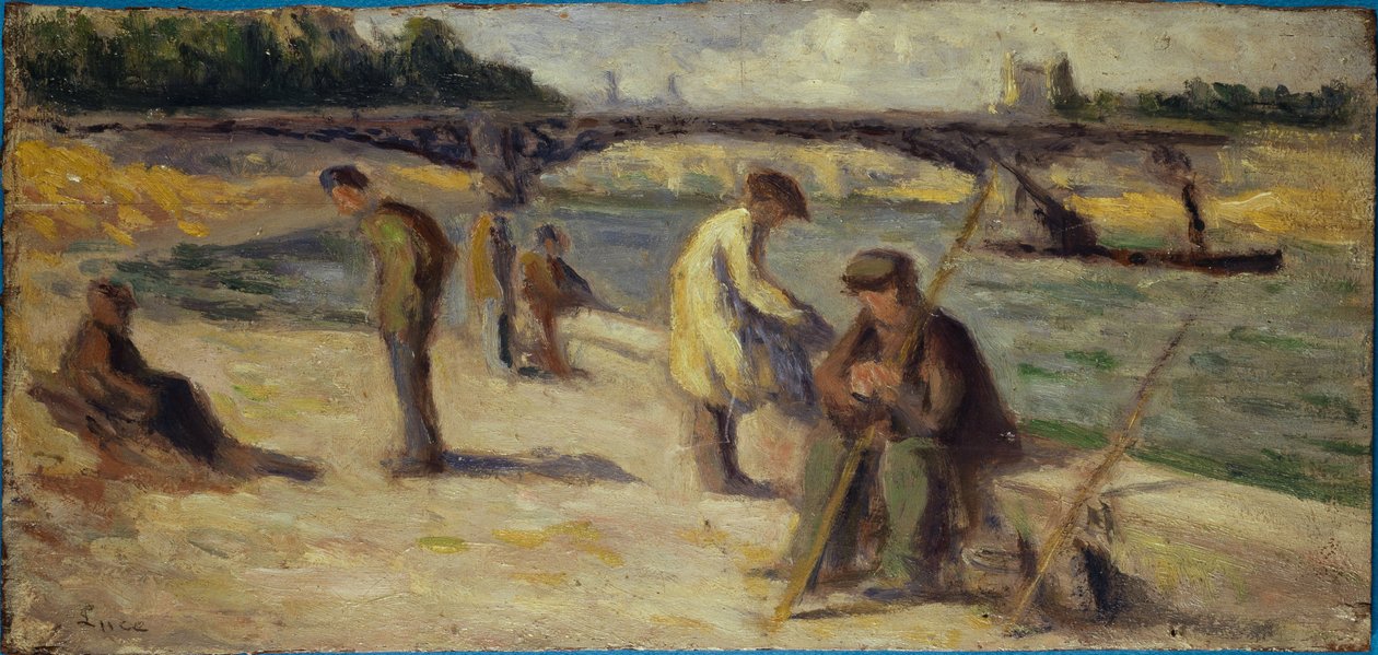 Flodstranden vid Quai Malaquais, före 1936 (olja på trä) av Maximilien Luce