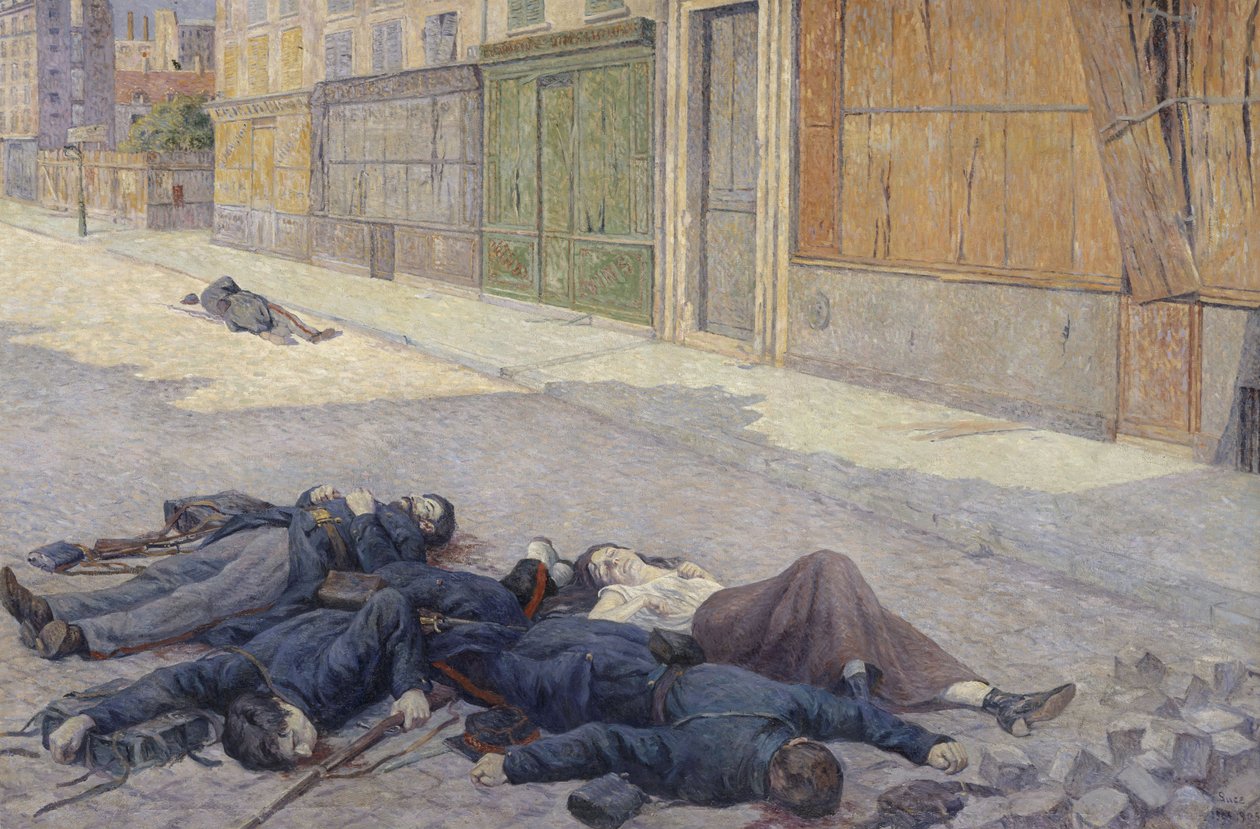 En gata i Paris i maj 1871 av Maximilien Luce