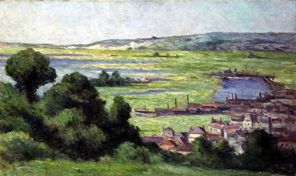 Vy över Honfleur (olja på duk) av Maximilien Luce
