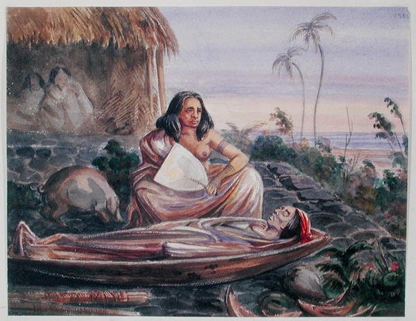 A Funeral in Tahiti, ca 1841-48 (akvarell på papper) av Maximilien Radiguet