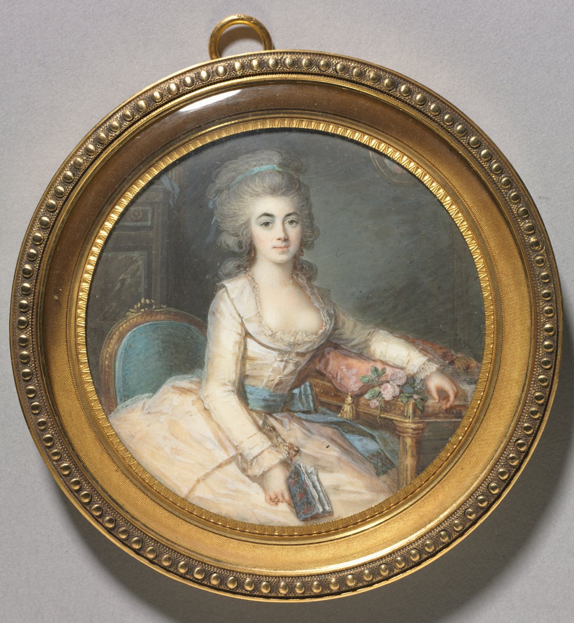 Porträtt av en kvinna, ca 1780 (akvarell på elfenben) av Maximilien Villers