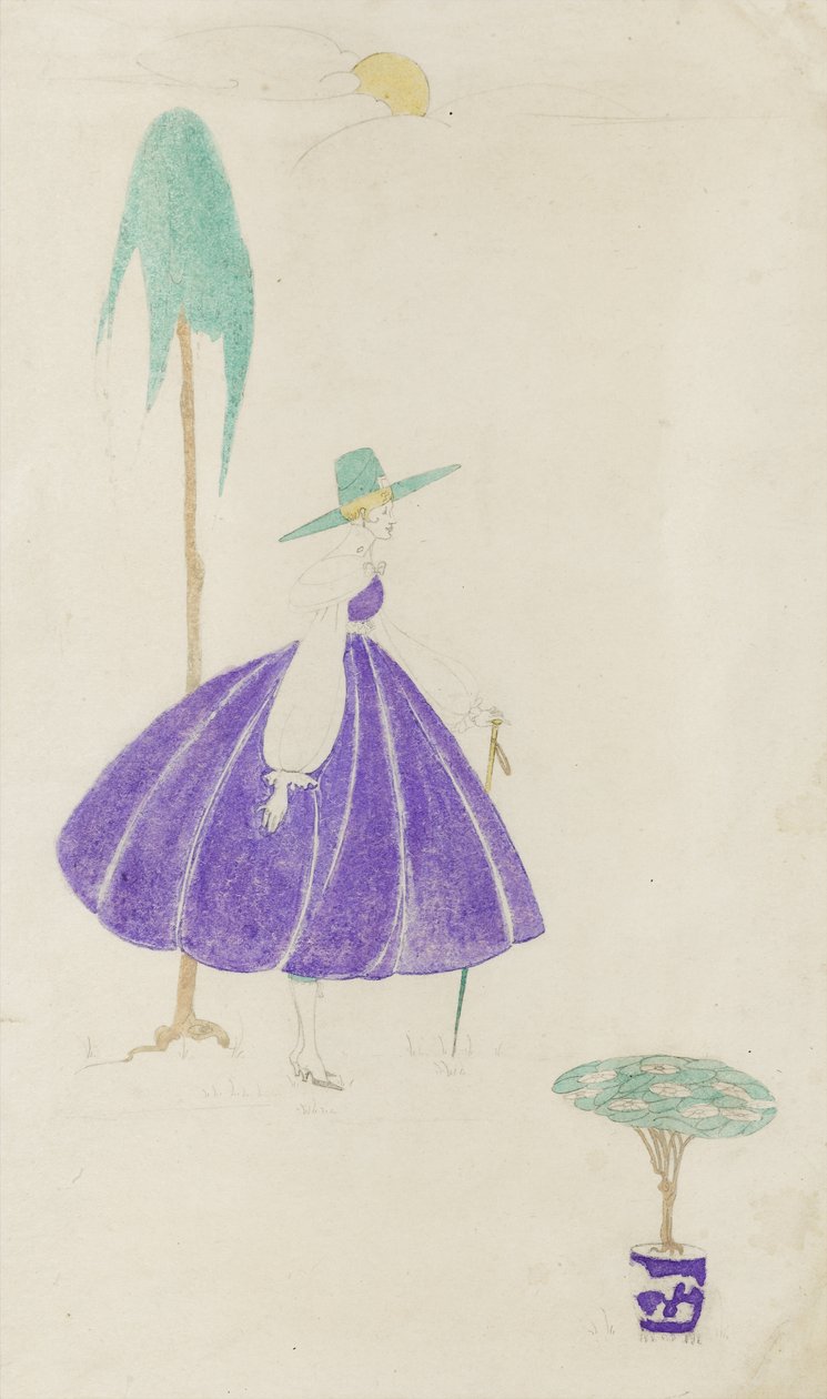Kvinna i lila klänning, 1914 av May Gardiner