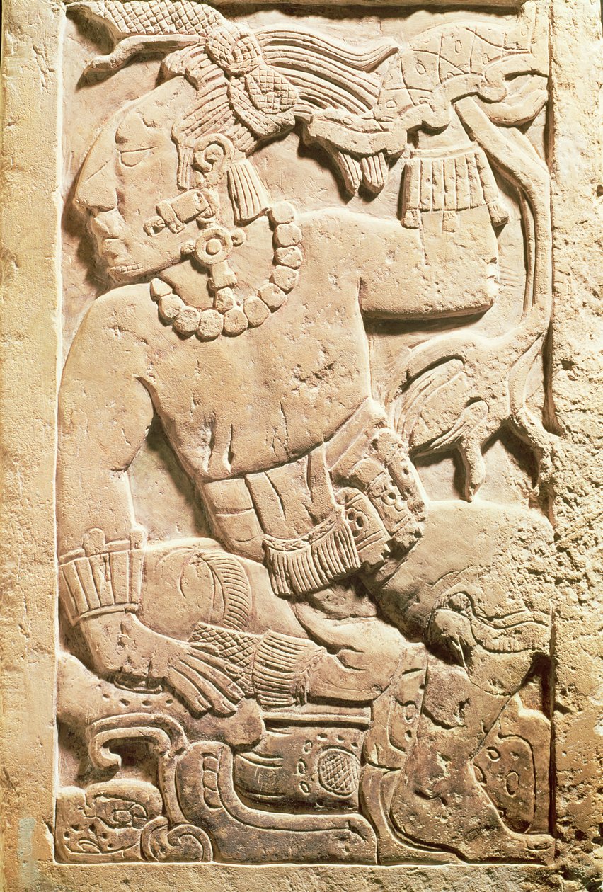 Basrelief av en krigare av Mayan