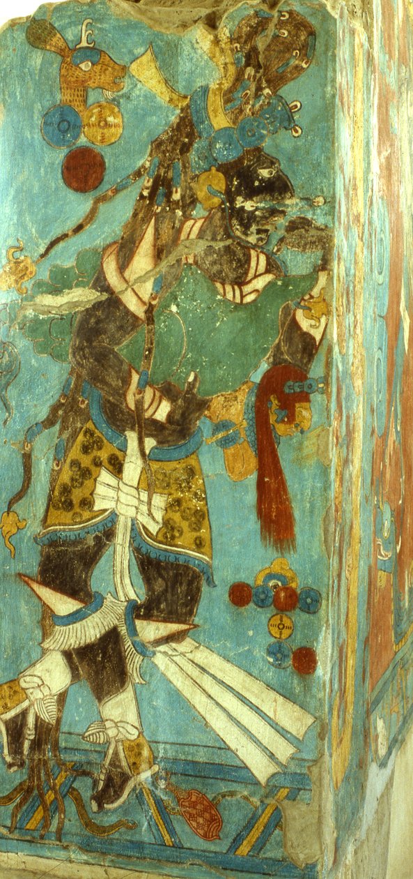 Mayan Lord i Cacaxtla, sen klassisk period (väggmålning) av Mayan