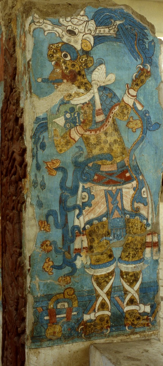 Mexikansk Lord i Cacaxtla, sen klassisk period (väggmålning) av Mayan