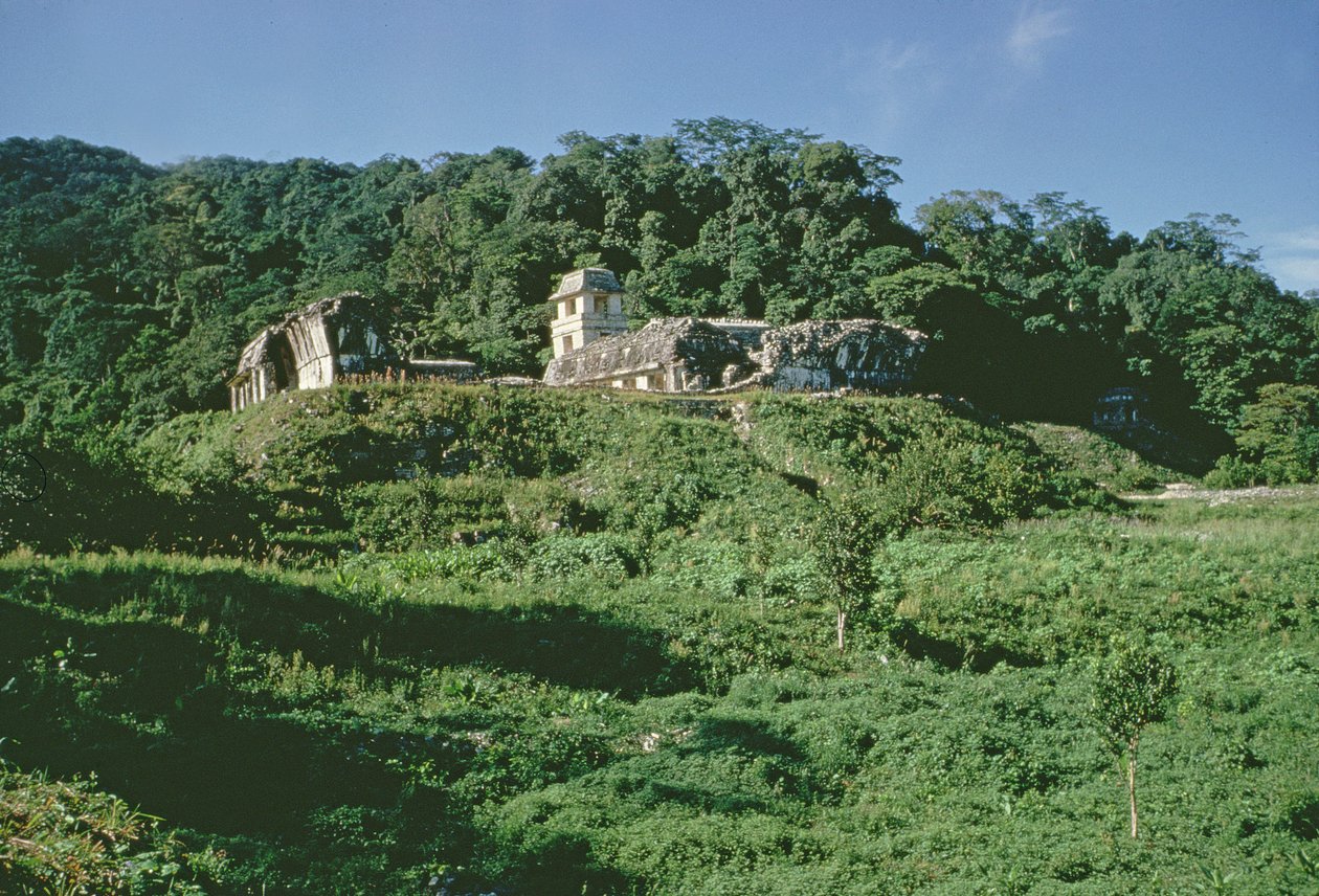 Palats och observatorium på en hög, Maya, sen klassisk period av Mayan
