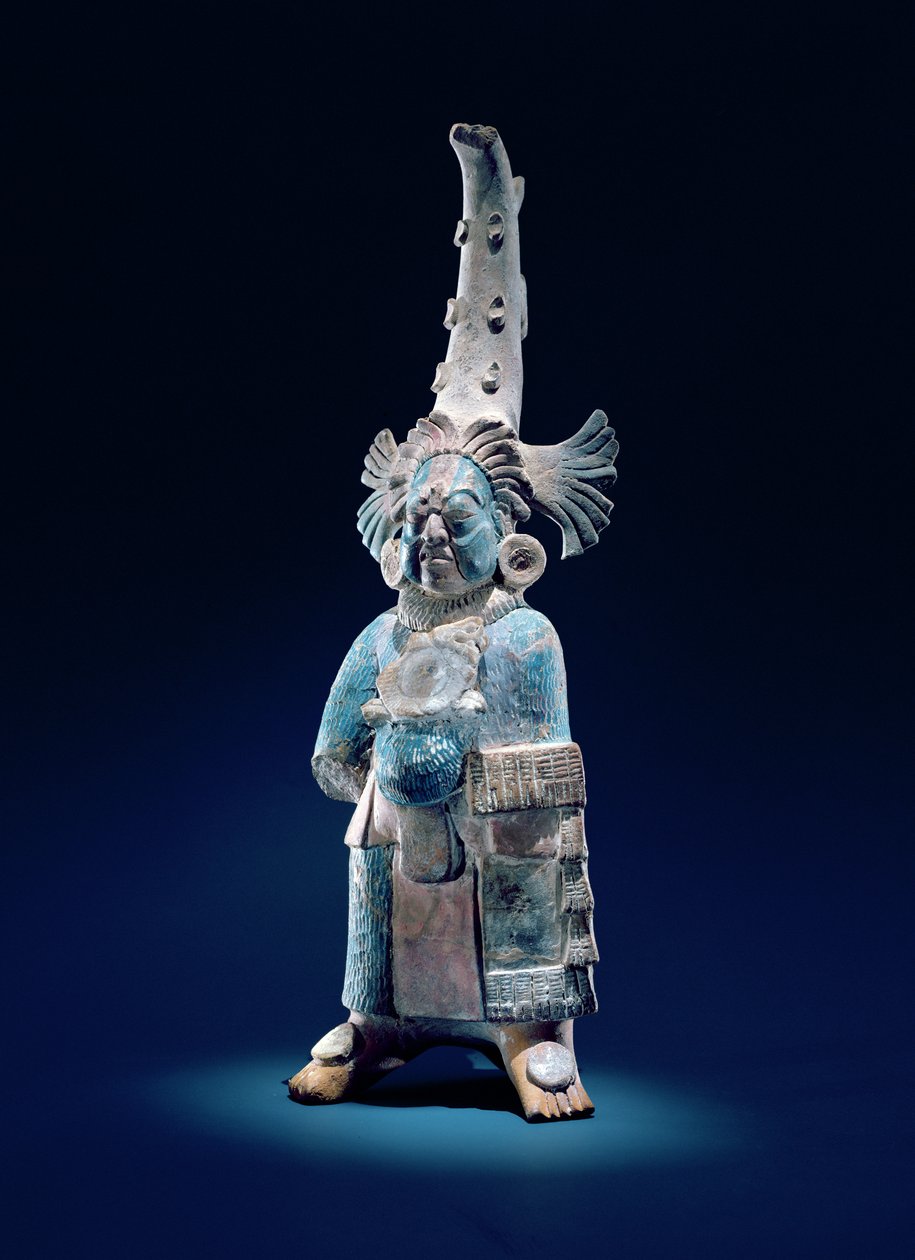 Präst i ceremoniella kläder, Jaina-ön (lera och färg) av Mayan