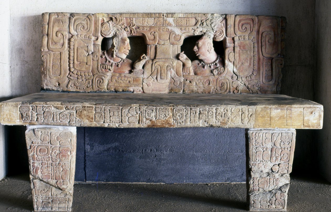 Tron 1 från Piedras Negras, Usamacinta, Guatemala, sen klassisk tid (600-900) av Mayan