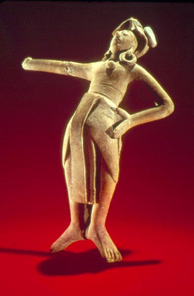 Figur av en helig bollspelare, från Isle of Jaina, ca 600-900 (lergods) av Mayan