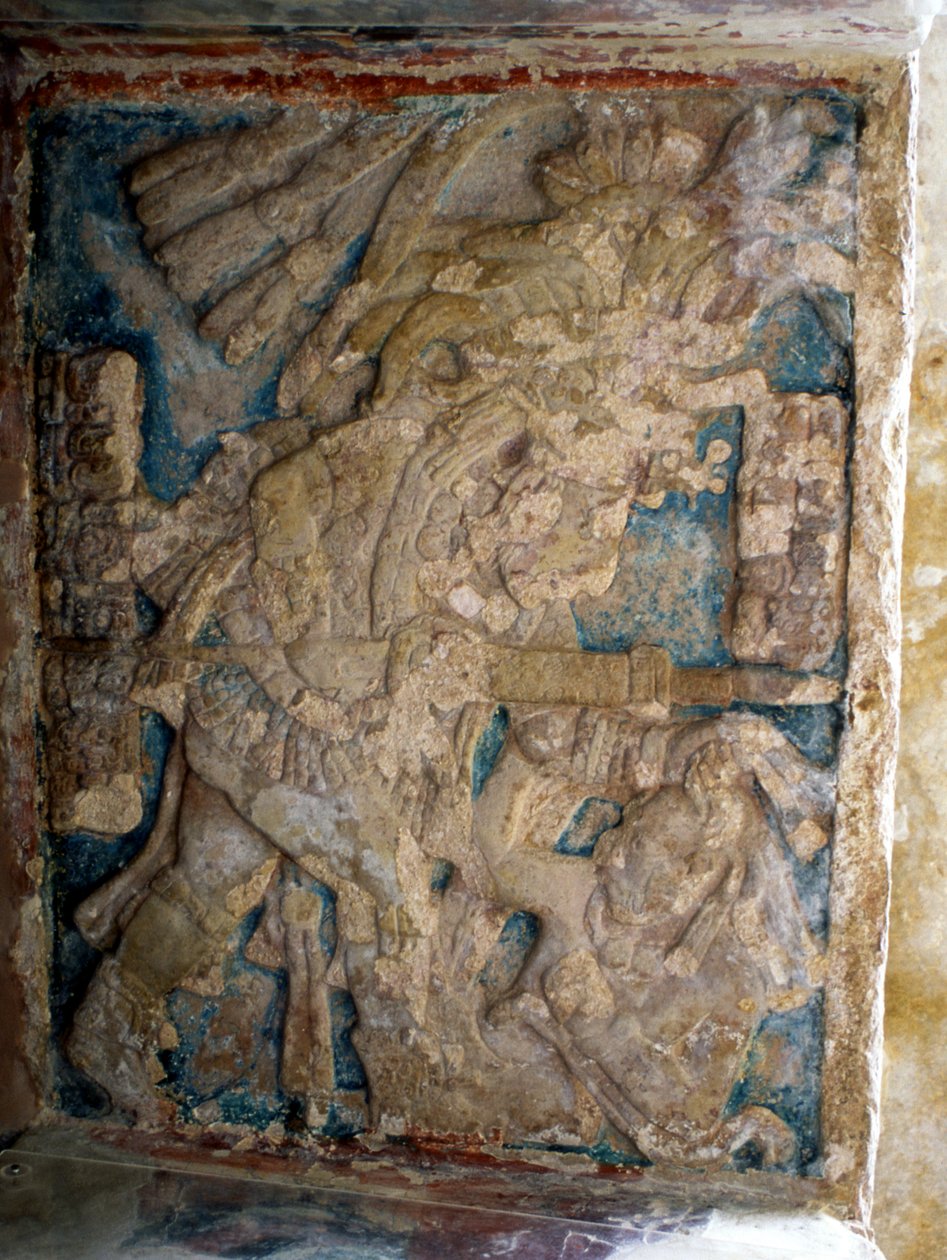 Lintel, sen klassisk period (600-900 e.Kr.) av Mayan