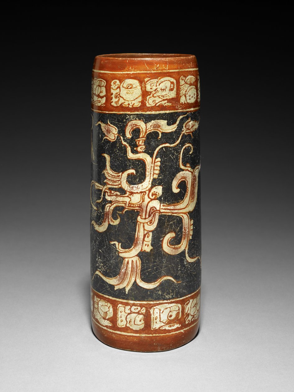Kärl med animerad fikonväxt, 600-900 AD (lergods med slip) av Mayan