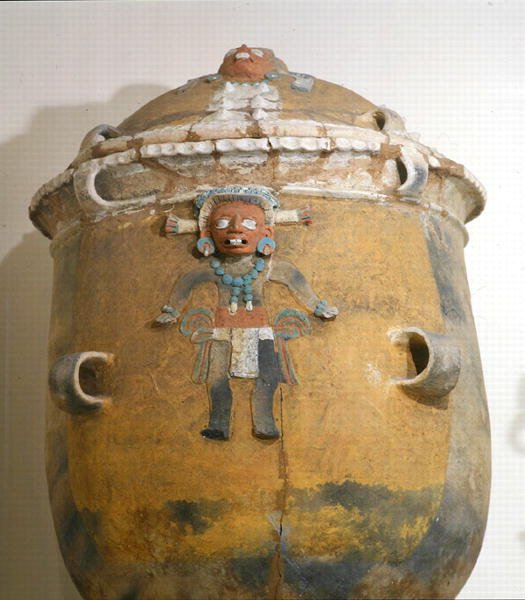 Begravningsurna med lock, Ixil, Quiche, Guatemala, tidig postklassisk period (900-1200) (polykrom lergods) av Mayan Mayan
