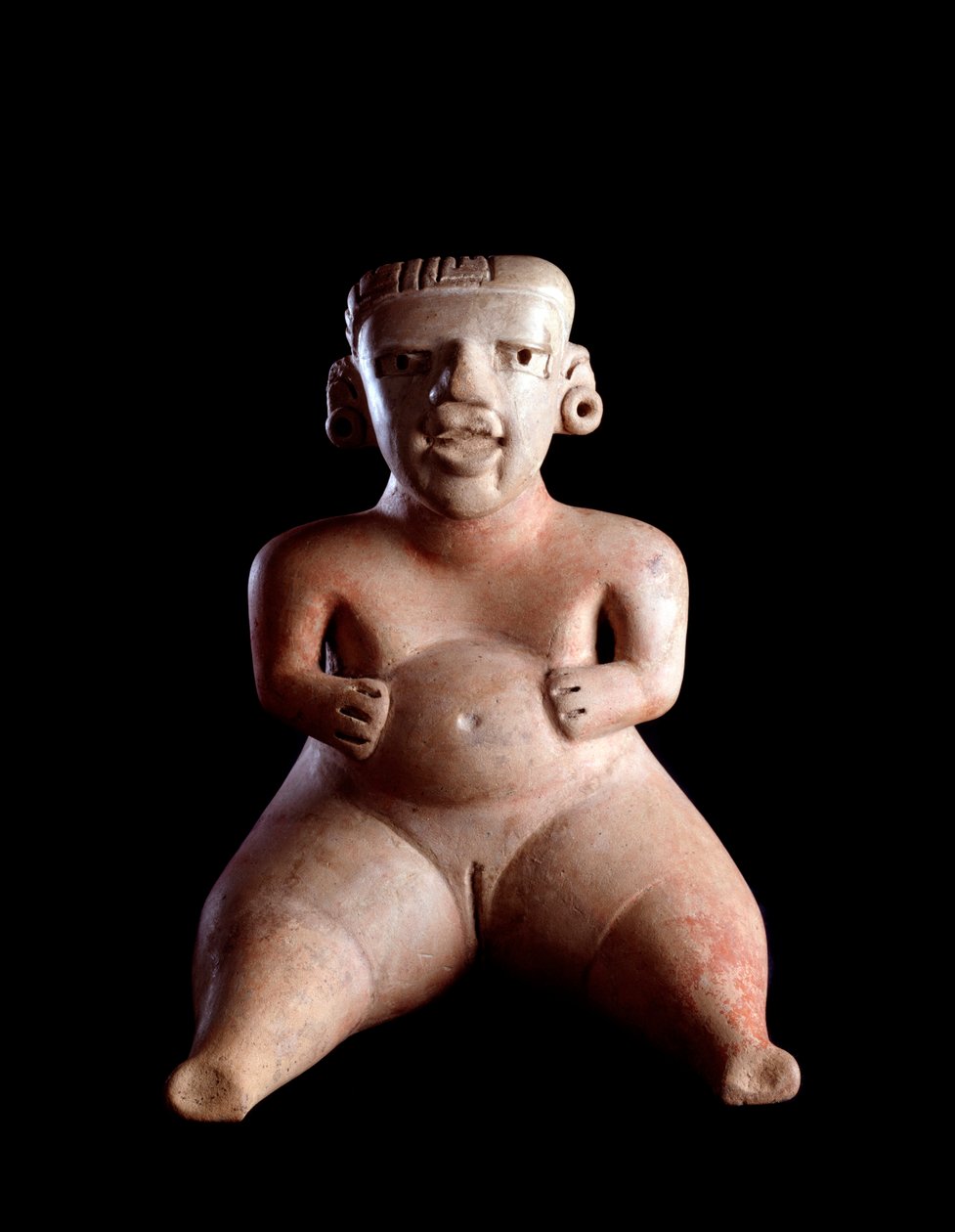 Precolombiansk konst, Maya-civilisation, förklassisk period: lerstatyett föreställande en sittande kvinna, magen sväller och benen isär (parturiente?). från Kaminaljuyu, Guatemala. Dämpa. 19 x 25 cm Guatemala, Museo Nazionale di Archeologia e Etnologia - P av Mayan Mayan