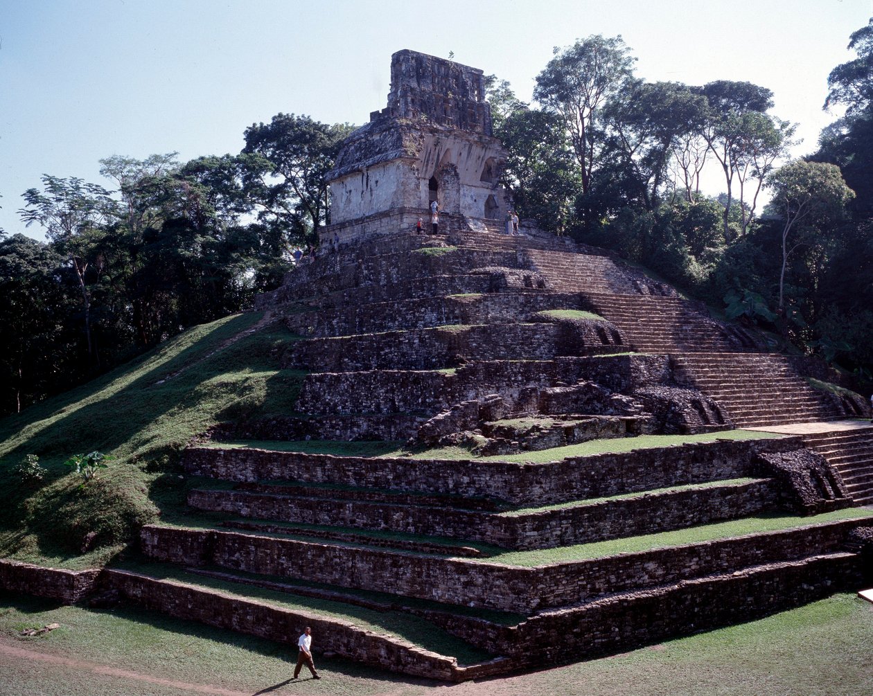 Pre-columbiansk civilisation: utsikt över platsen för Palenque i Chiapas klassisk mayaperiod av Mayan Mayan