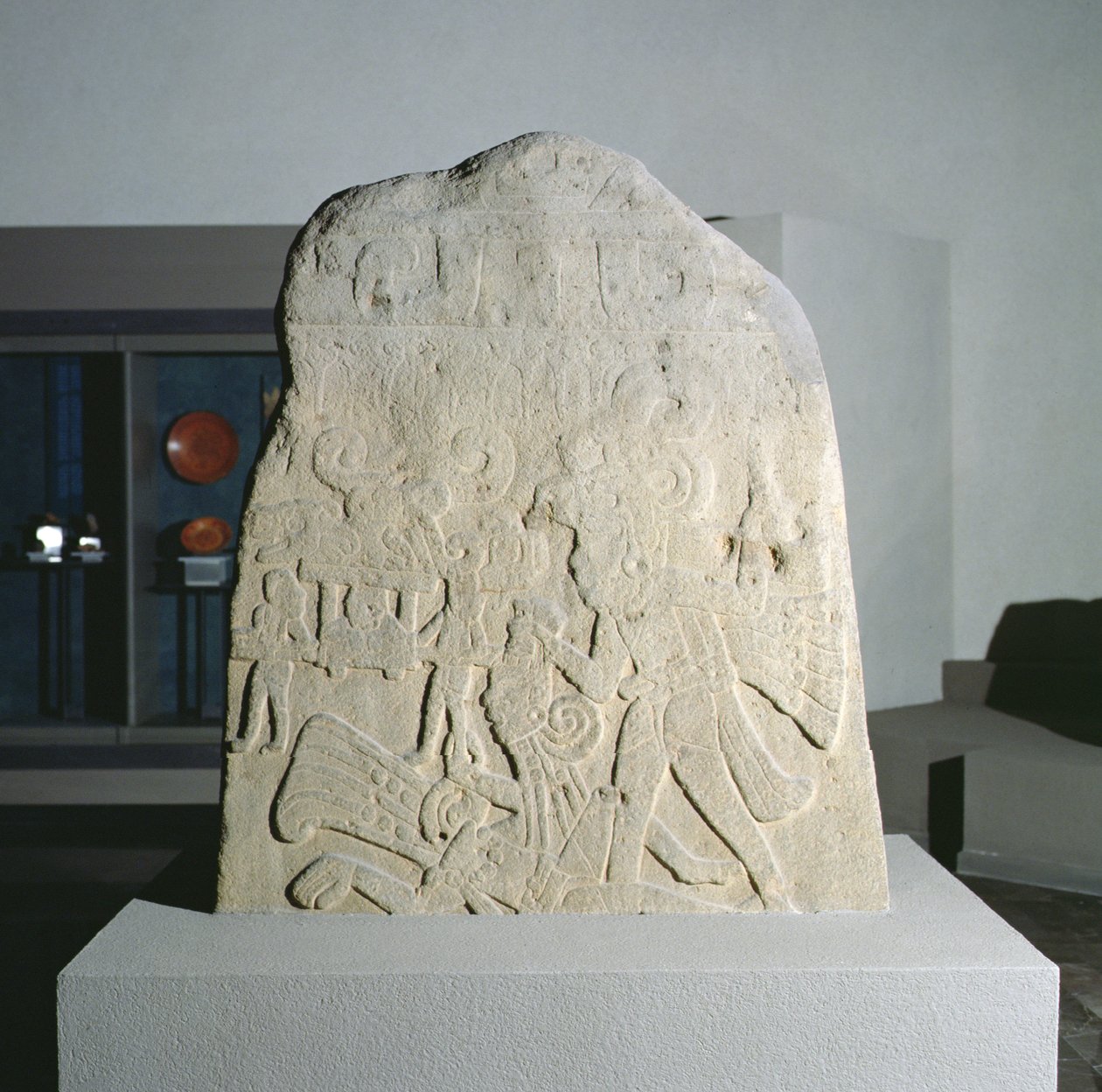 Stele 21 från Izapa, Chiapas, Mexiko, tidig klassisk period (300-600 e.Kr.) (sten) av Mayan Mayan