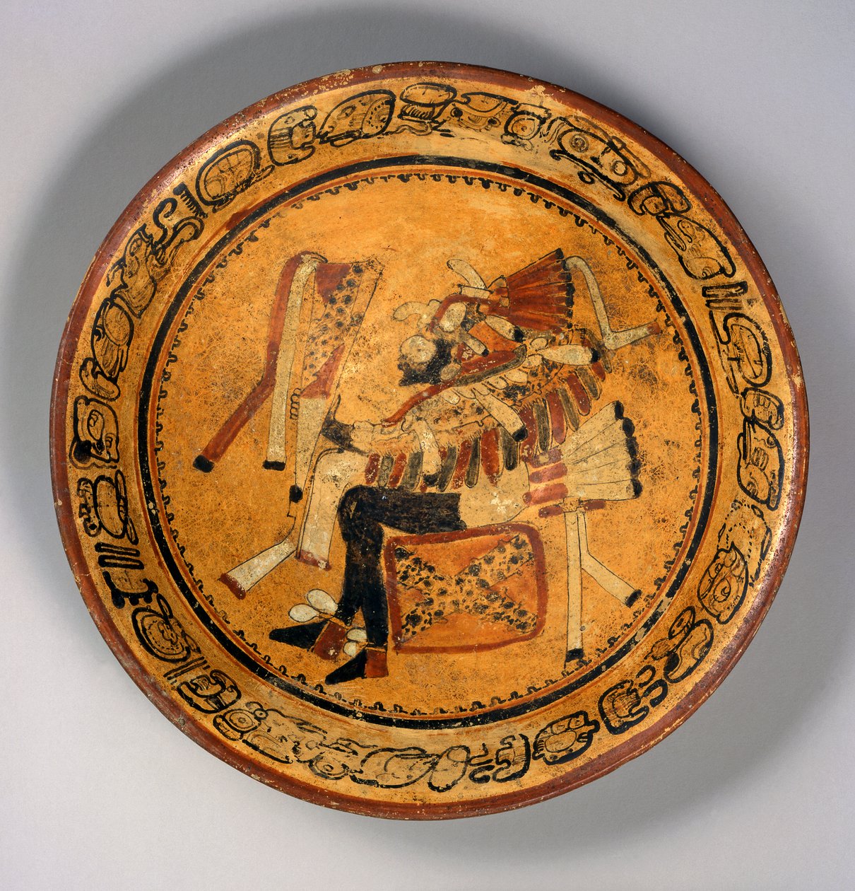 Stativskål, c.550-700 (terrakotta och färg) av Mayan Mayan