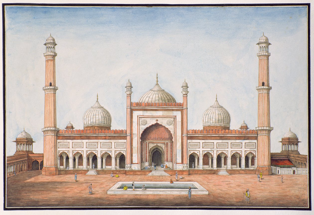 Jummah Musjeed, Delhi, ca 1840 av Mazar or Mazhar Ali Khan