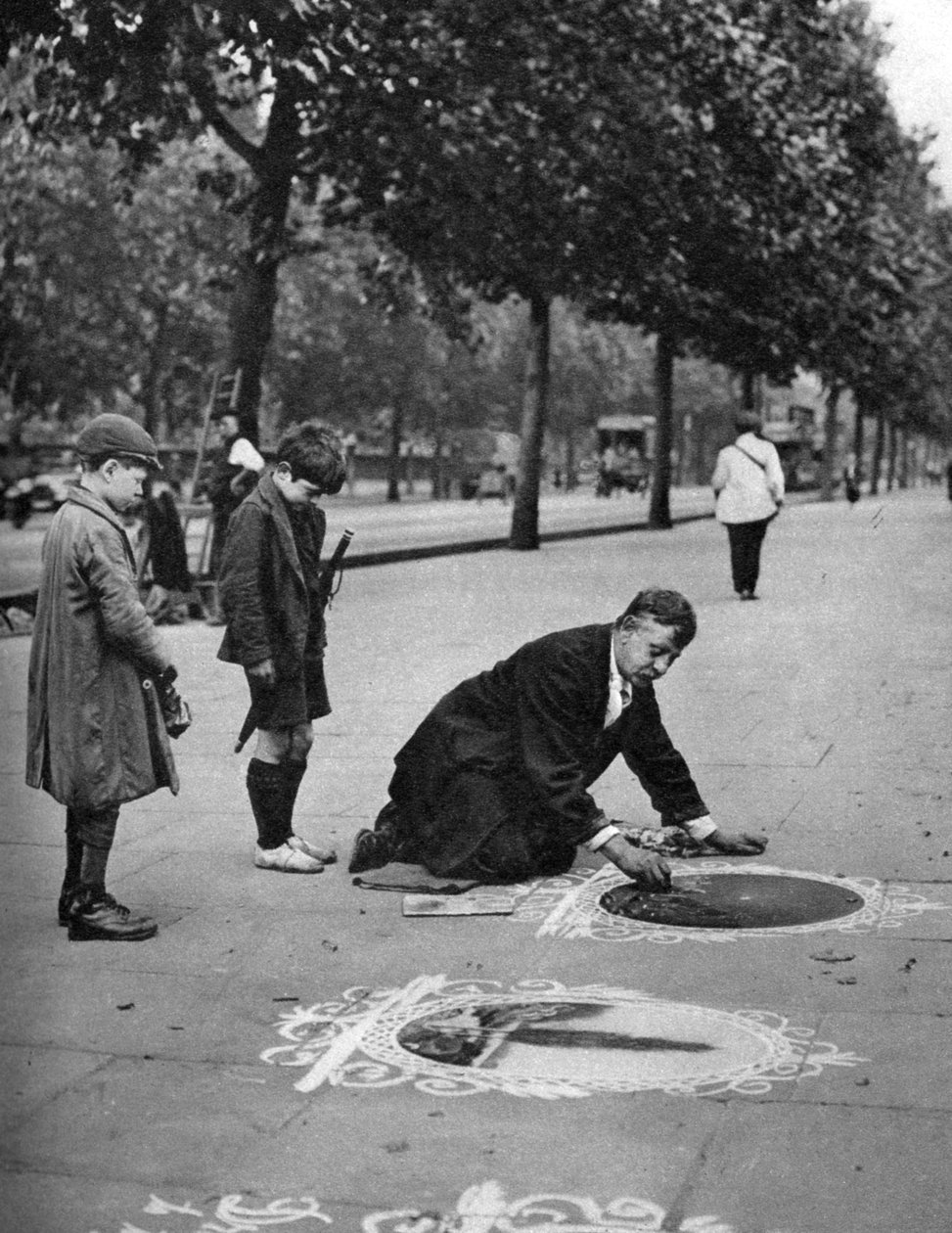 Trottoarkonstnär, Embankment, London, 1926-1927 av McLeish