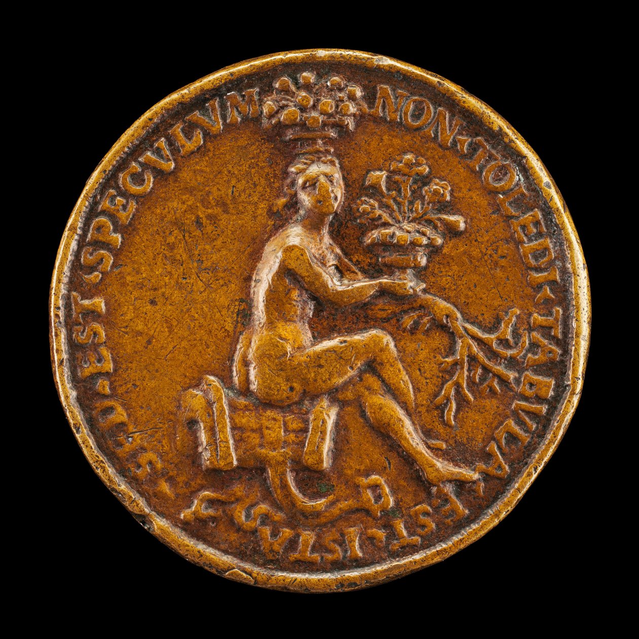 Kvinna som sitter på en sadel [omvänd], 1518. av Medallist of 1518