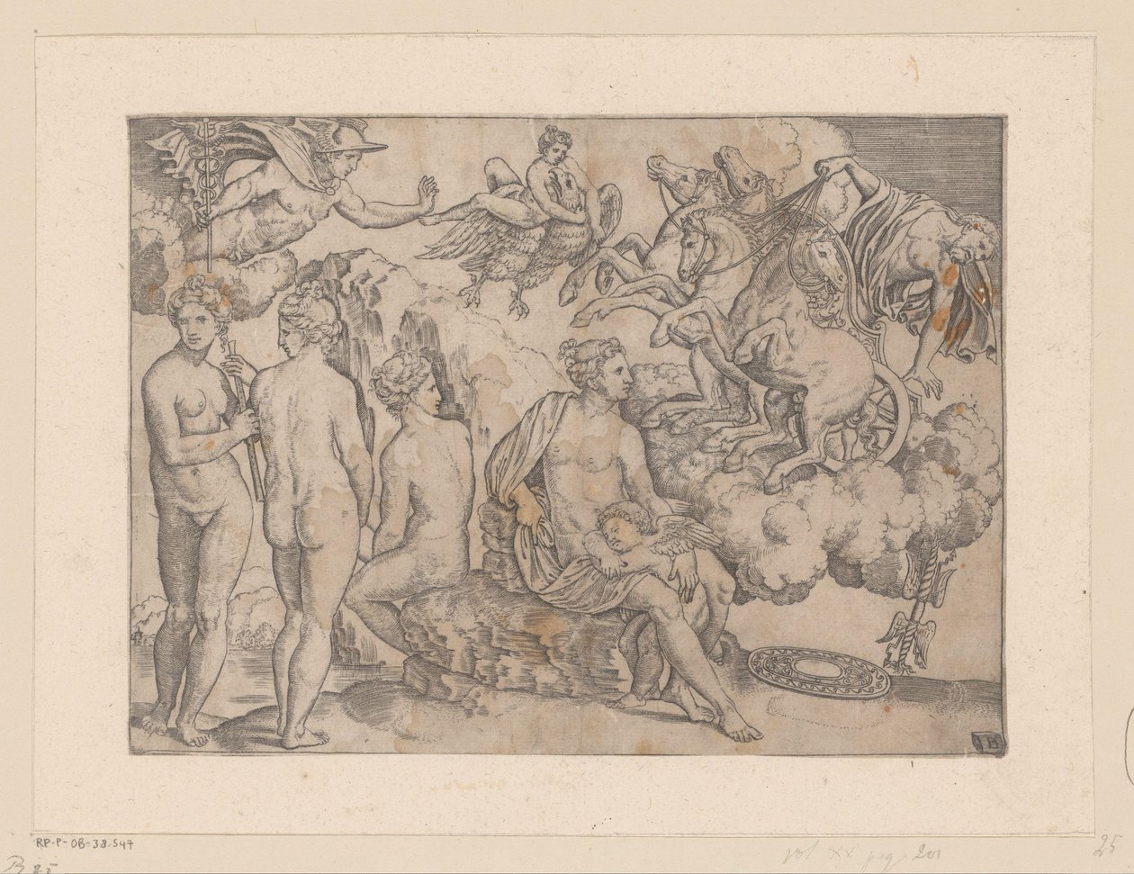 Venus träffade Amor och Jupiter träffade Ganymedes av Meester van de Dobbelsteen
