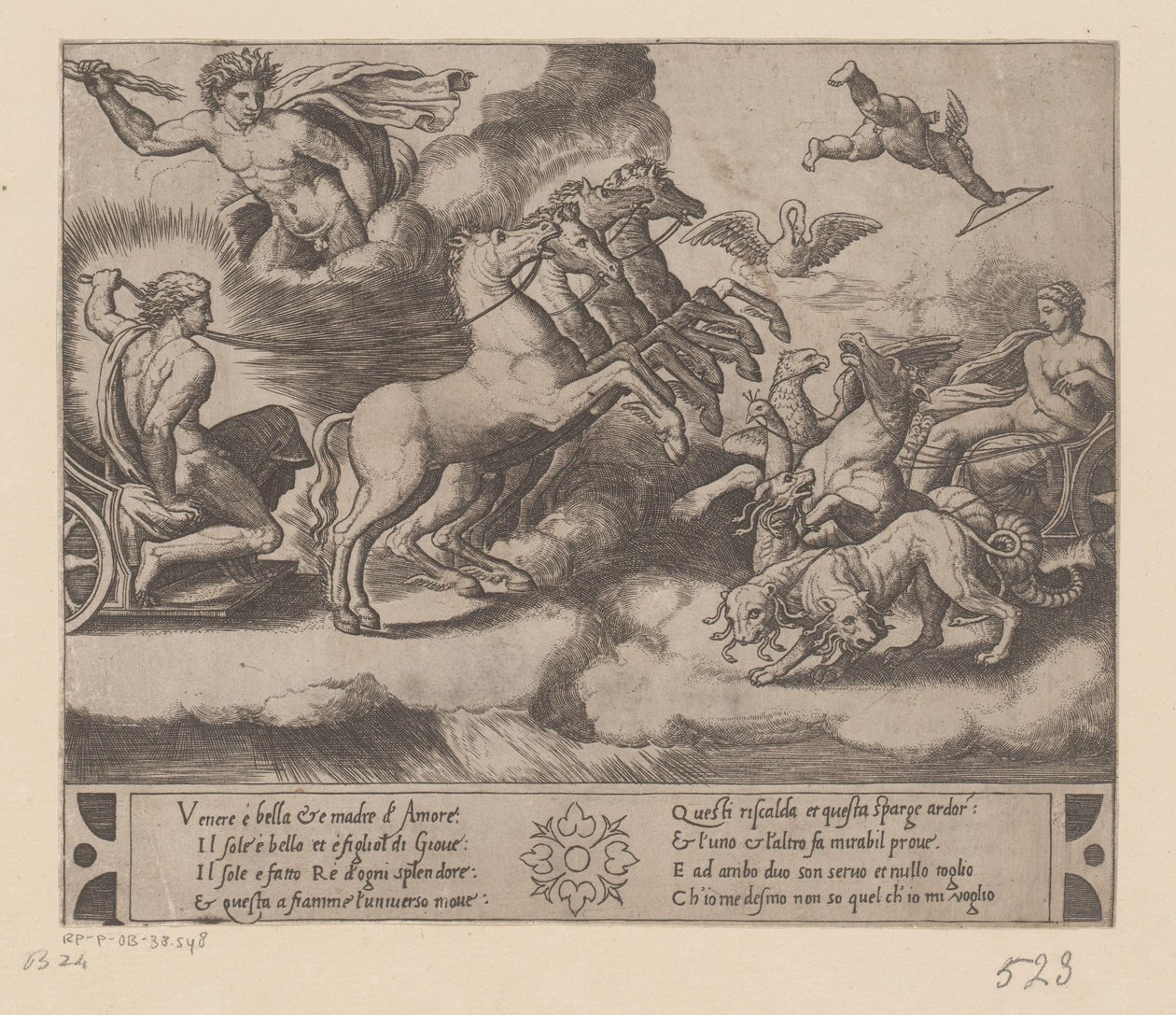 Venus och Apollons bilar av Meester van de Dobbelsteen