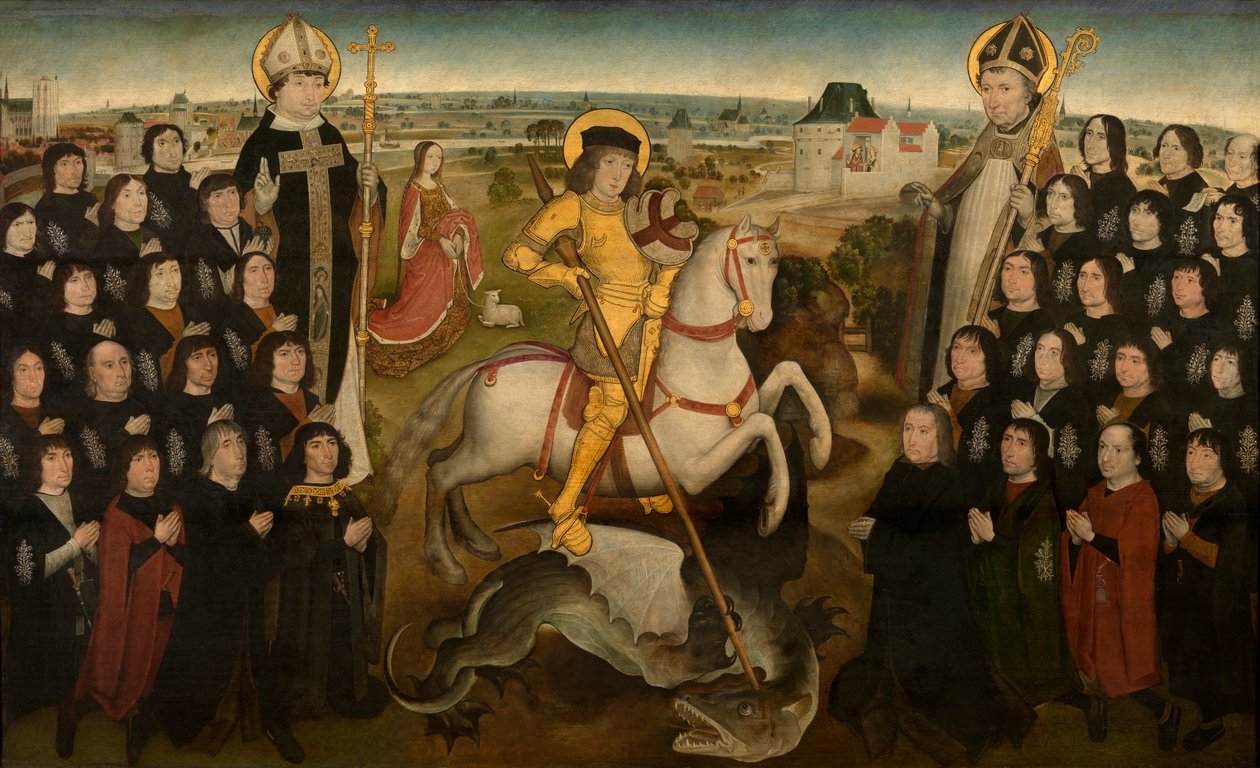 Medlemmarna av Guild of the Large Armbow of Malines, c.1500 (olja på panel) av Meester van de Mechelse Sint Jorisgilde
