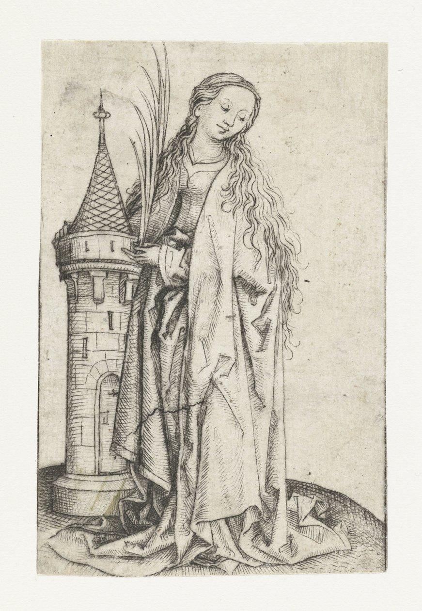 Saint Barbara (stor version) av Meester van het Amsterdamse Kabinet