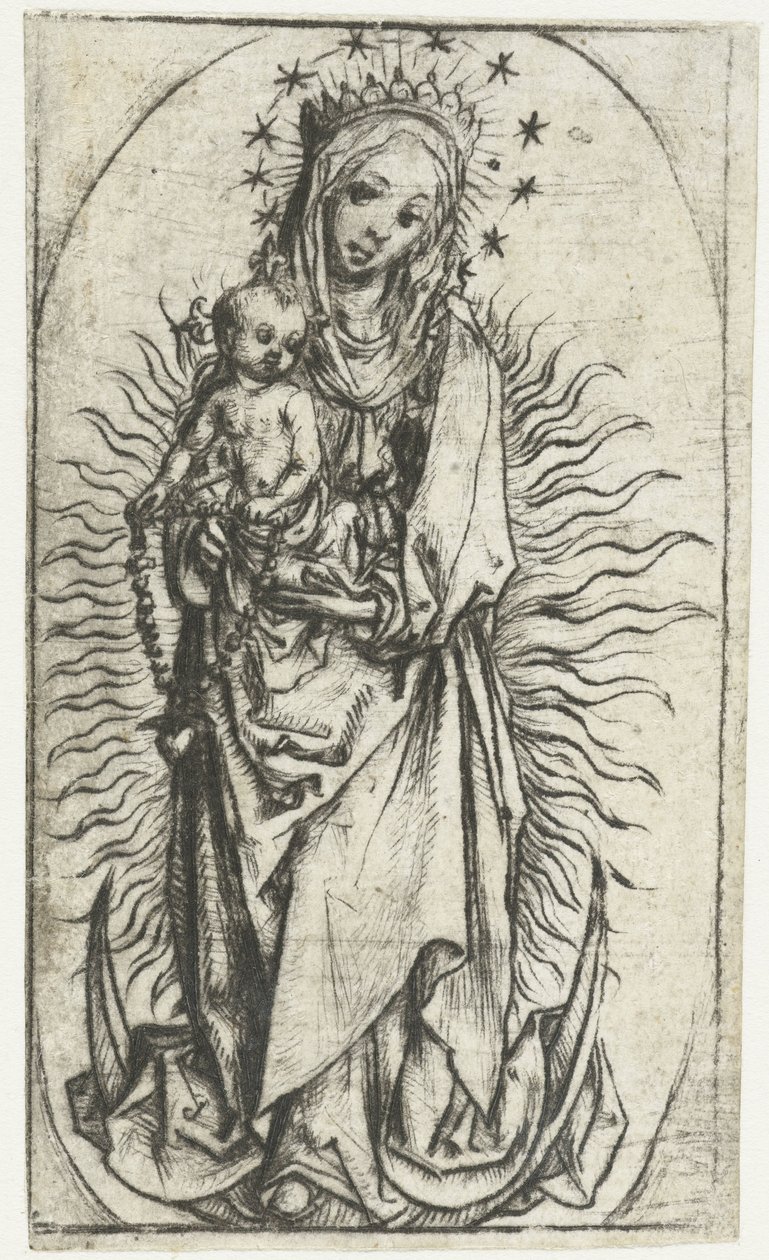 Madonna med stjärnkrona och radband på halvmånen av Meester van het Amsterdamse Kabinet