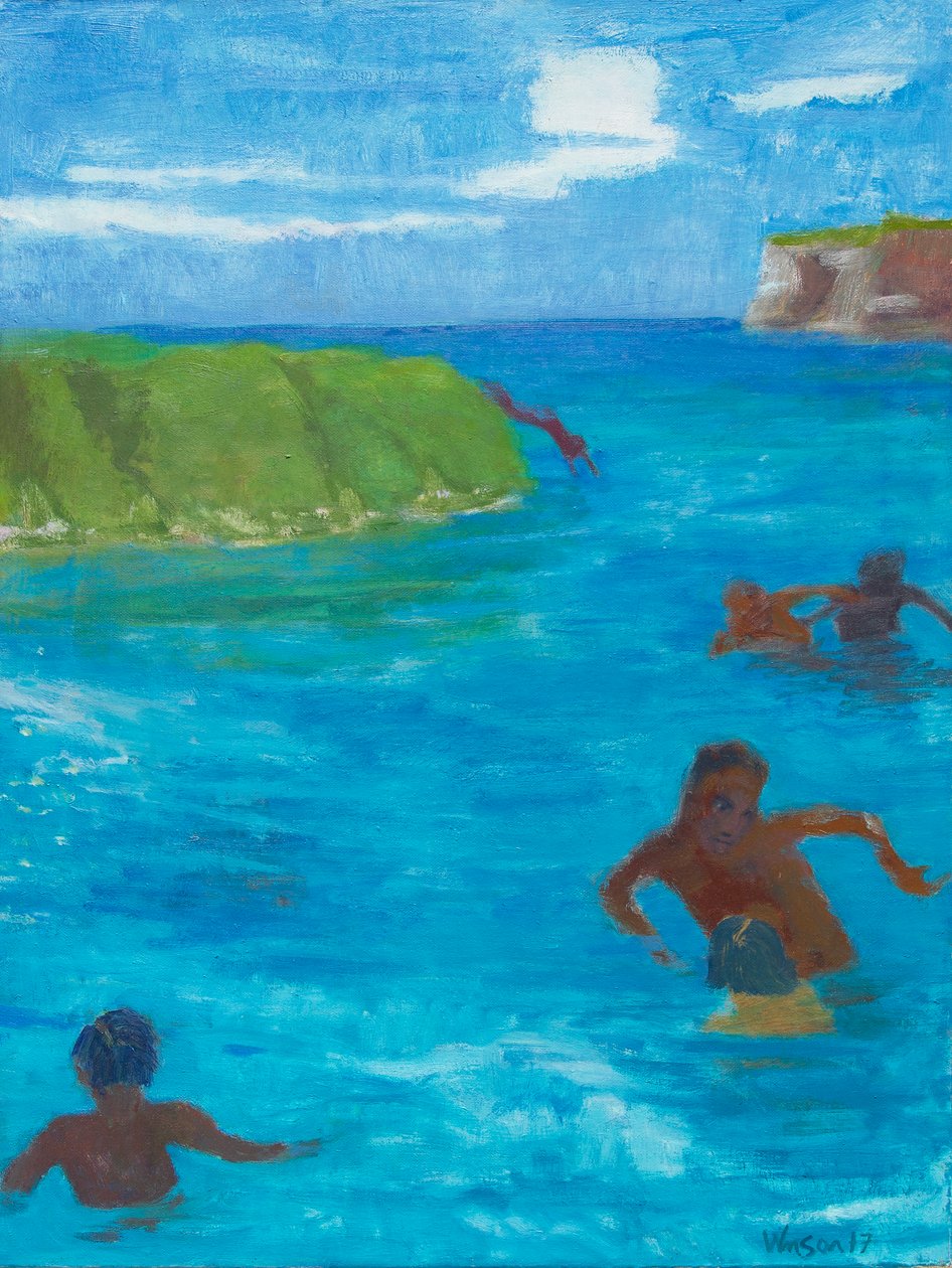 Six in the Water, 2017 (olja på duk) av Megan Williamson