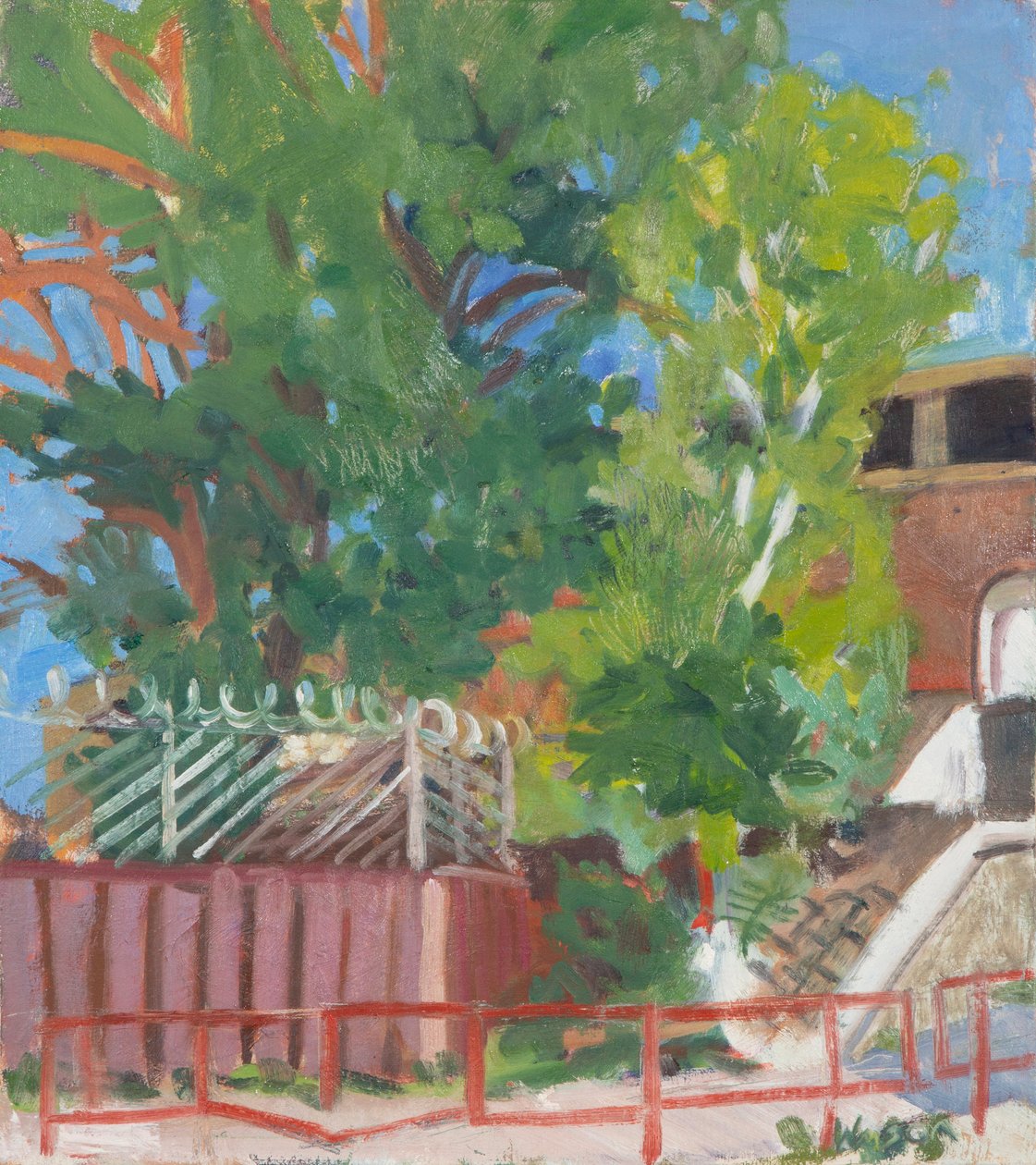 Three Fences, 2012 (olja på duk) av Megan Williamson