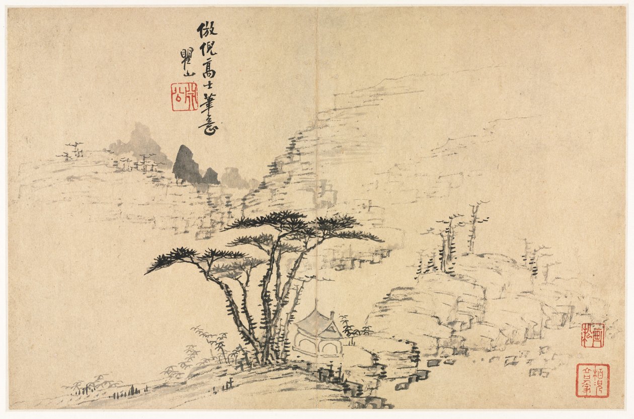 Landskap i olika stilar efter gamla mästare, 1690. av Mei Qing