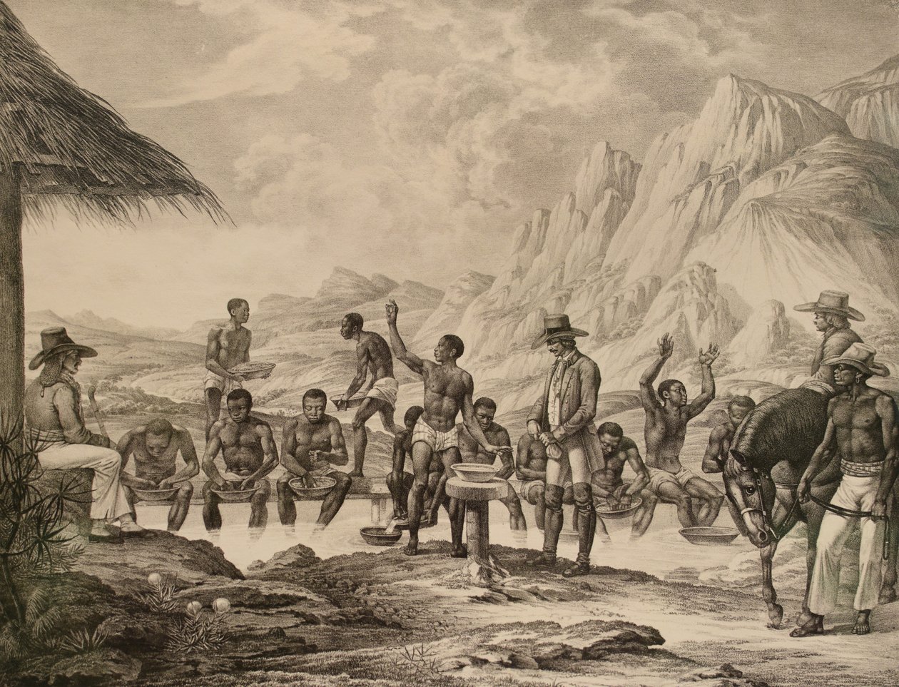 Tvättningen av diamanter, Curralinho, 1823-1831. av Meier