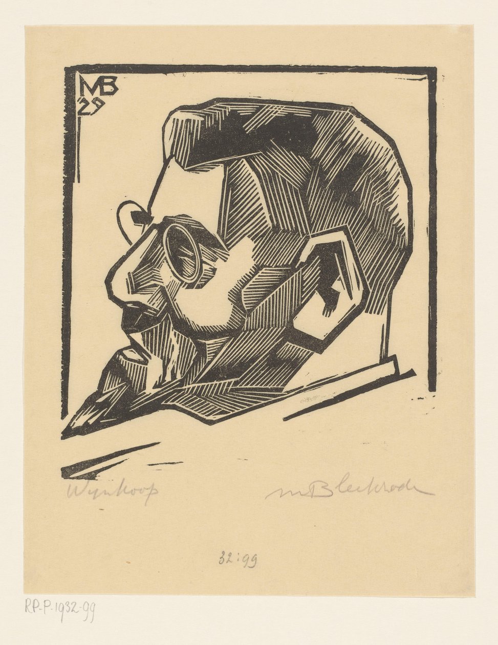 Porträtt av David Wijnkoop (titel på objekt) av Meijer Bleekrode (signed by artist)