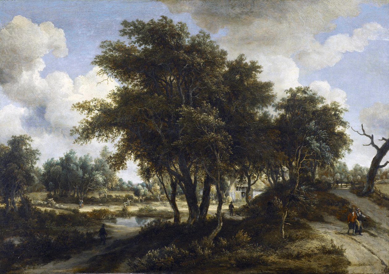The Cottage, c.1663 (olja på ekpanel) av Meindert Hobbema