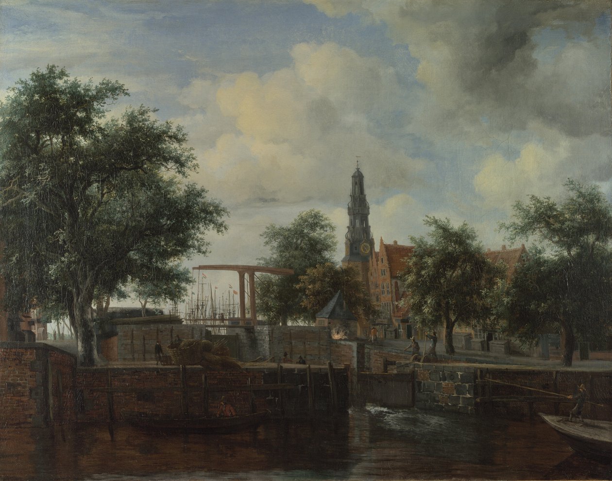The Haarlem Lock, Amsterdam av Meindert Hobbema