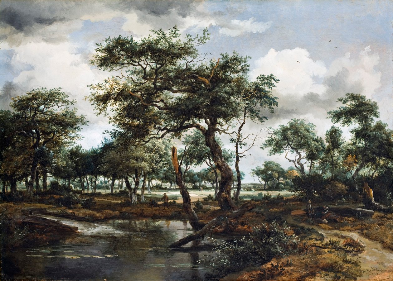 A Pond in the Forest, 1668 (olja på ekpanel) av Meindert Hobbema