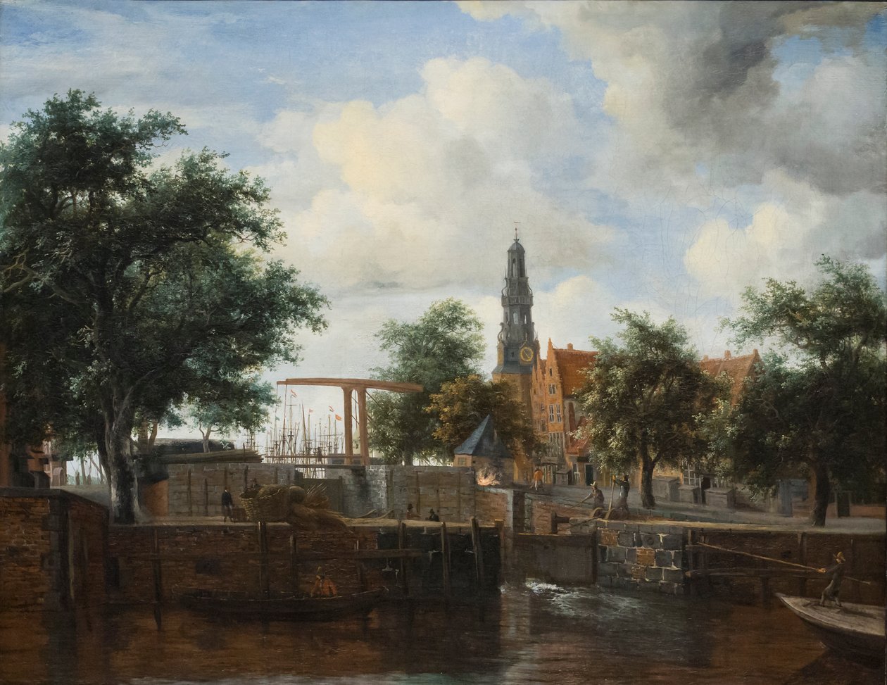 Haarlem-slussen, Amsterdam, ca 1663-35 (olja på duk) av Meindert Hobbema
