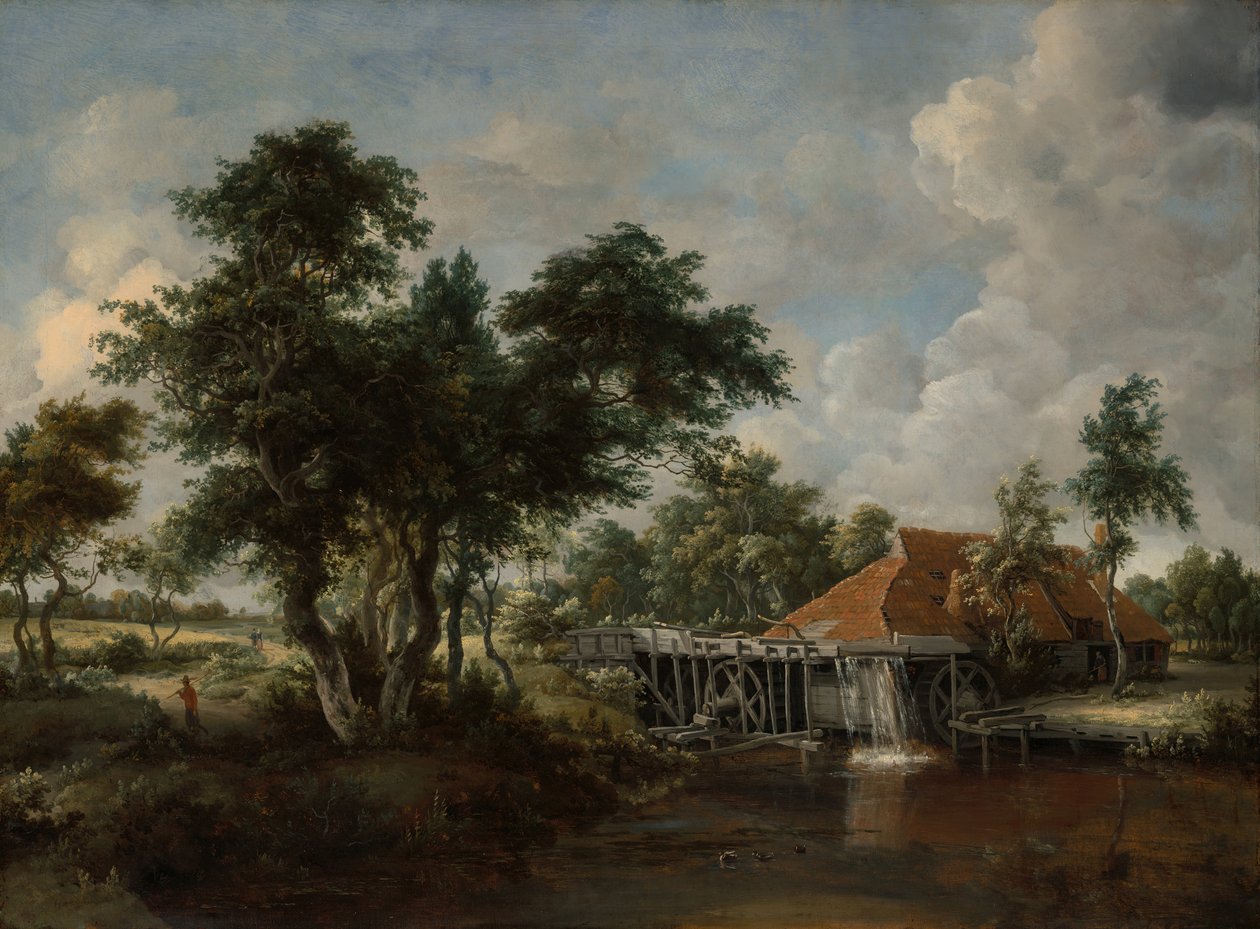 Vattenkvarnen med det stora röda taket, 166265. av Meindert Hobbema