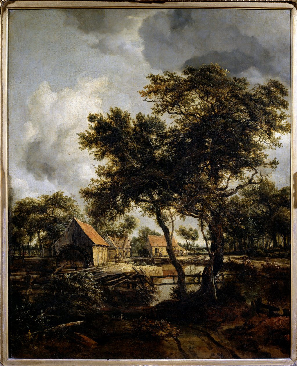 Vattenkvarnen Målning av Meindert Hobbema (1638-1709) (ec.flam.) 1600-talet Sön. 0,8x0,66 m Paris, Louvren. av Meindert Hobbema