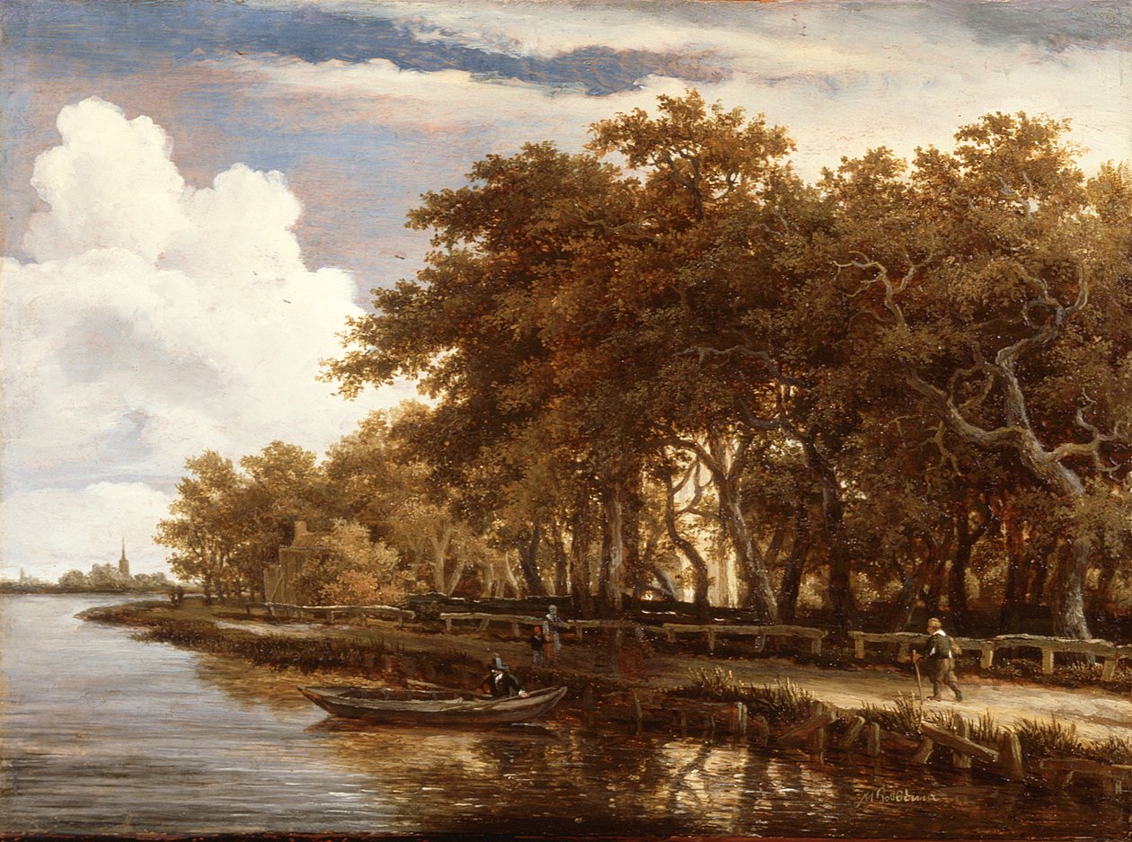 Vy längs Amstel, ca 1660 (olja på pannå) av Meindert Hobbema