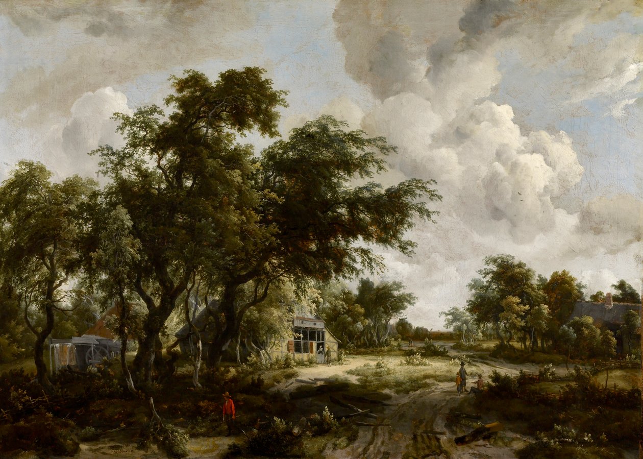 By med vattenkvarn bland träd av Meindert Hobbema