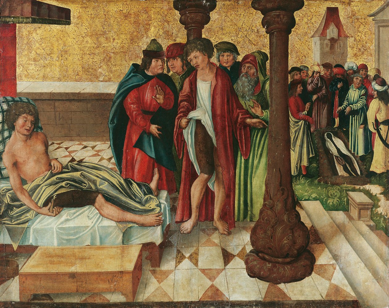 Mirakulös benläkning av St. Cosmas och Damian av Meister der Legendenszenen