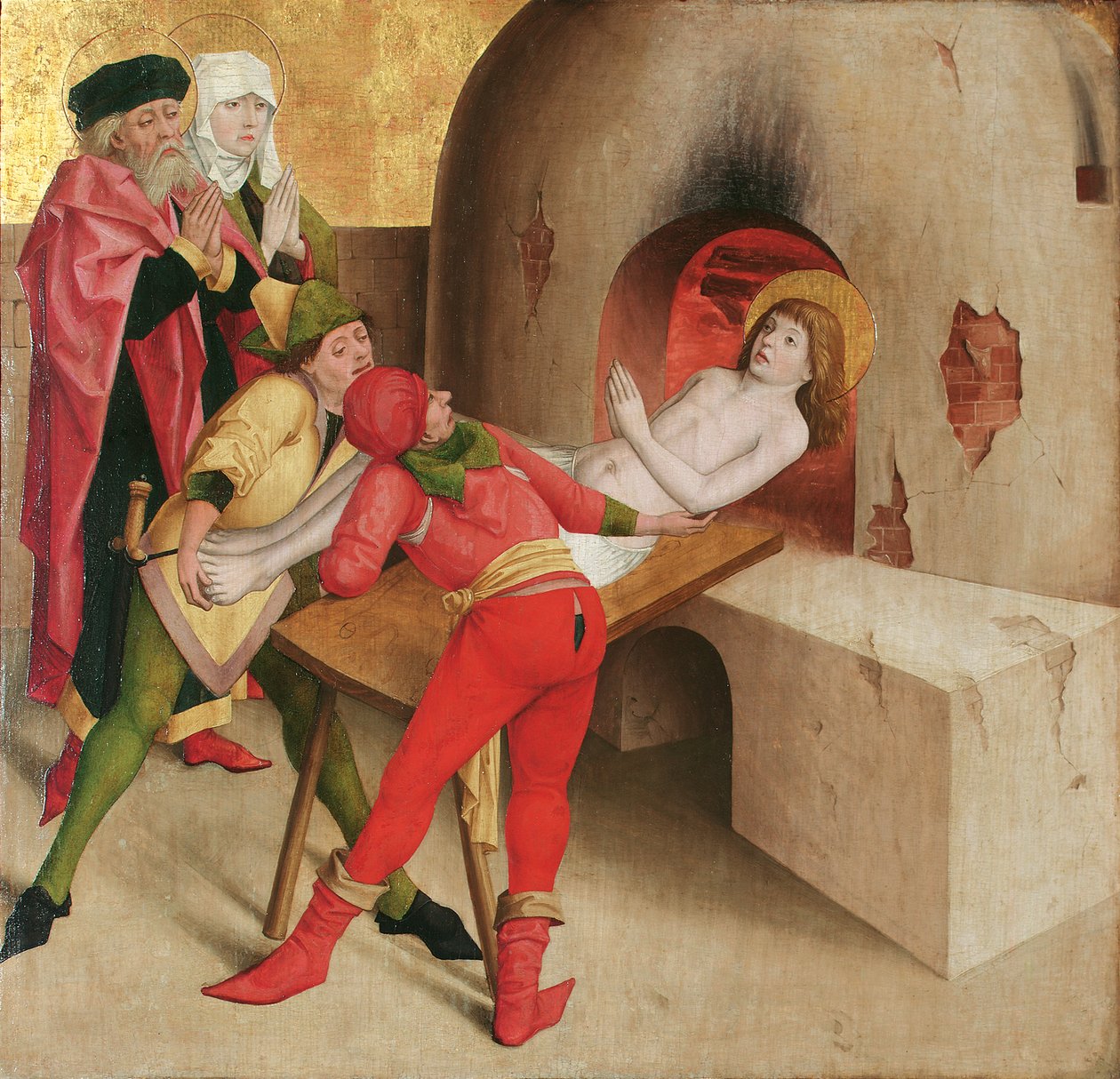 Martyrium av St. Vitus (framsidan); Kristus före Kaifas (omvänt) av Meister der Veitslegende
