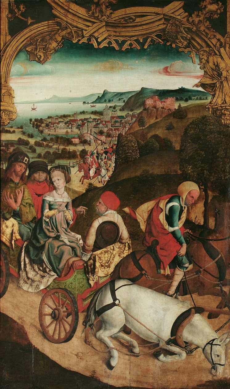 det heligas flykt Cantius, Cantianus och Cantianilla (inuti); Kristus på Oljeberget (exteriör) av Meister des Krainburger Altars