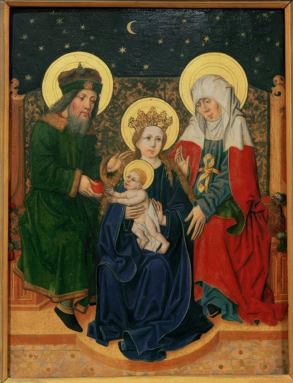 Maria med barn, Joachim och. Anna av Meister des Speyerer Altars