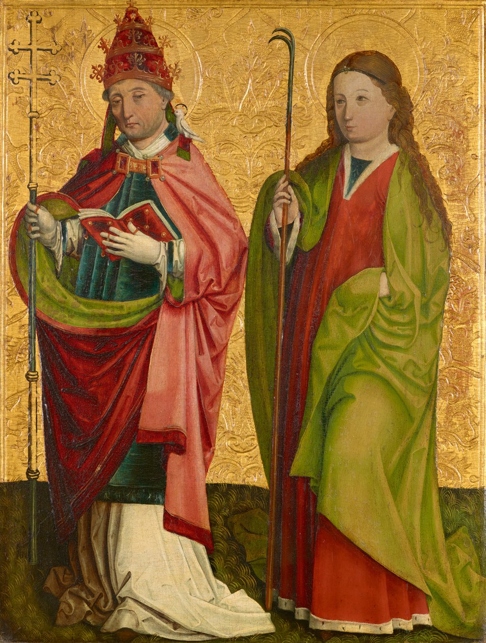 Högra flygeln av den så kallade Pretschlaipfer-triptyken: St. Gregor och Agathe (inne); Helvete Erasmus och Barbara (utanför) av Meister von Großgmain (Werkstatt)