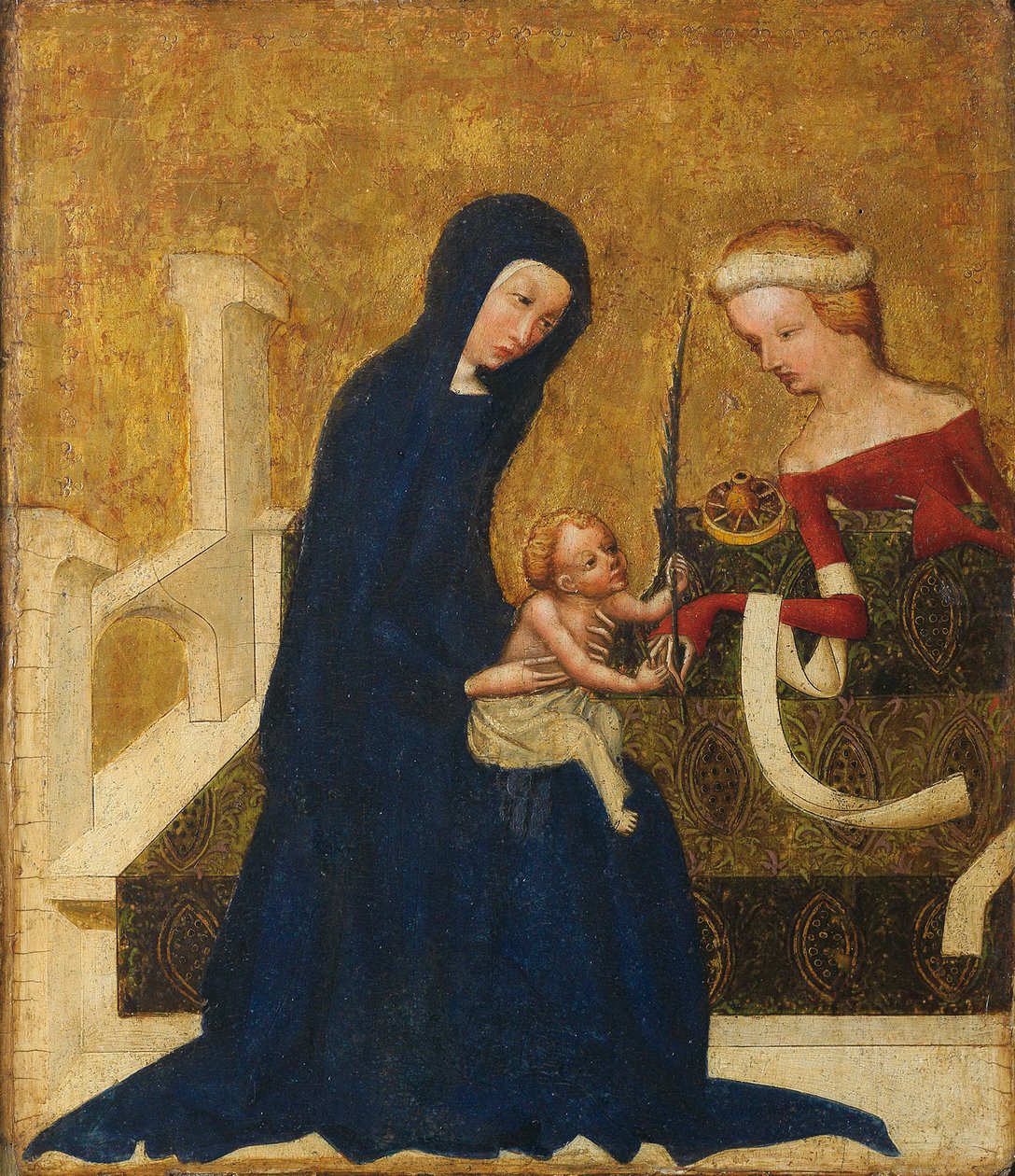 Mystiska äktenskap av St. Catherine av Meister von Heiligenkreuz