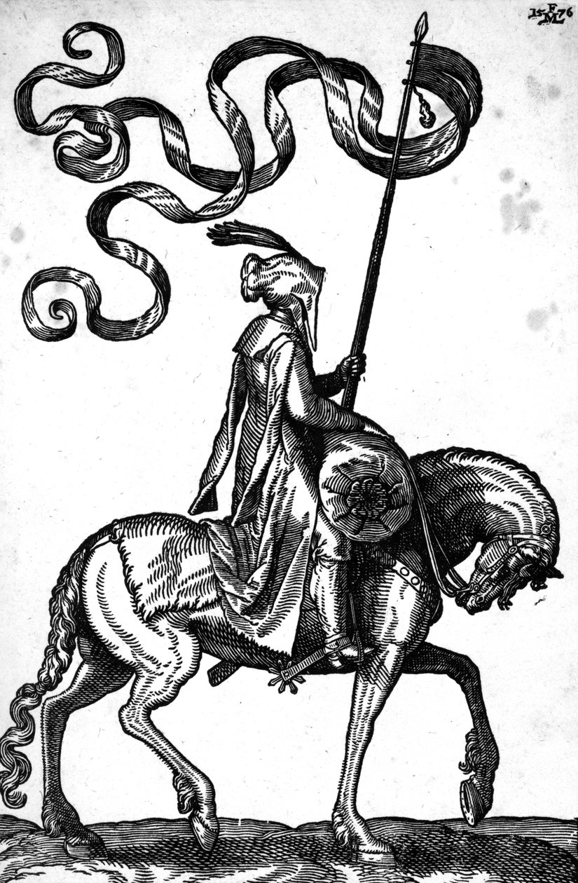 En man till häst, 1576 av Melchior Lorck