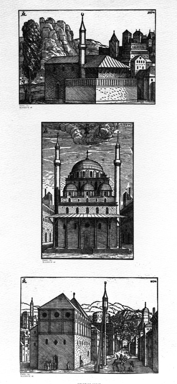 Gator och moskéer i Konstantinopel, 1570 av Melchior Lorck